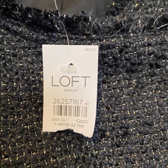 LOFT Tweed Asymmetrical Jacket with Gold Accents - Picture 6 of 14